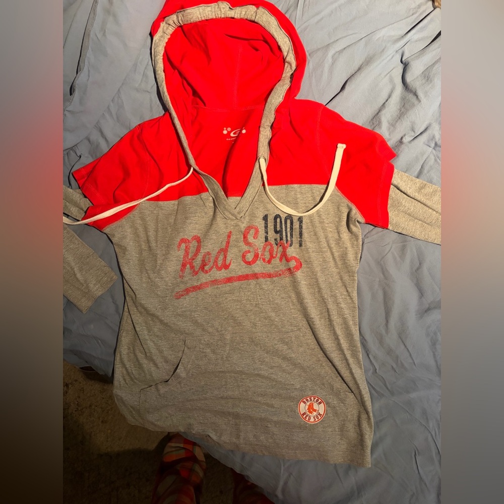 Women's Red Sox Gray and Red Hoodie